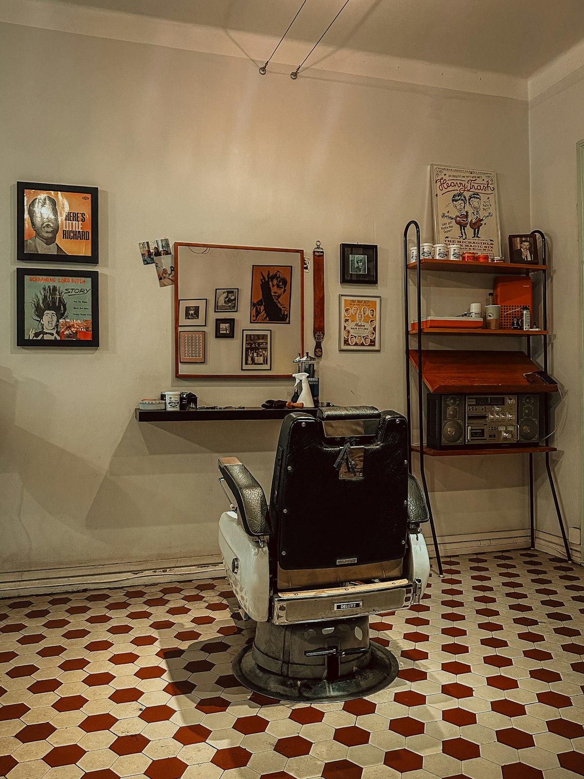Detalhes da decoração da barbearia