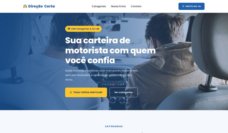 Exemplo de site para autoescola