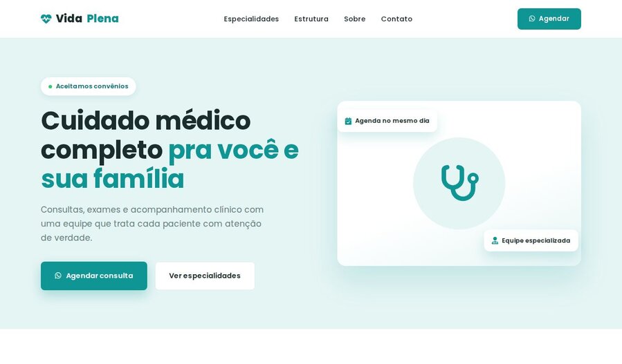 Exemplo de site para clínica médica