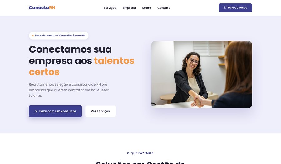 Exemplo de site para empresa de recursos humanos